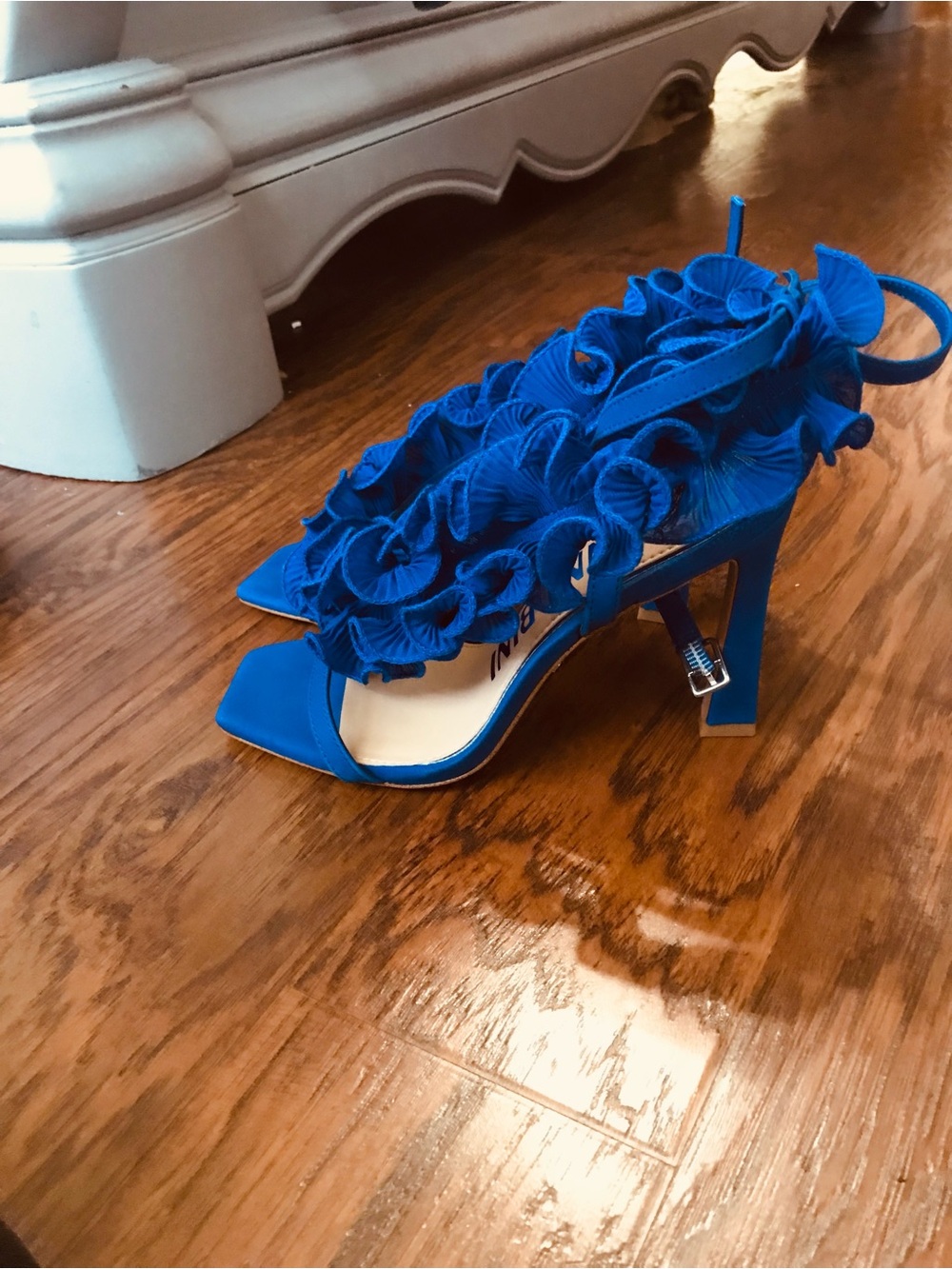 Gianni Bini Royal Blue Ruffle Ankle-Strap Heels - Picture 4 of 4